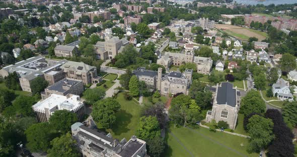 Flying Away from a New Rochelle NY with Gothic Revival Architecture