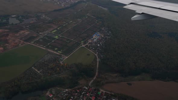 terrain and buildings from the height of the aircraft flight