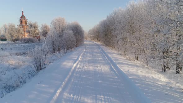 Winter Landscape in Countryside