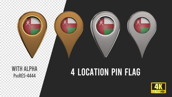 Oman Flag Location Pins Silver And Gold