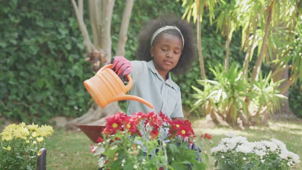 Little girl gardening during a sunny day