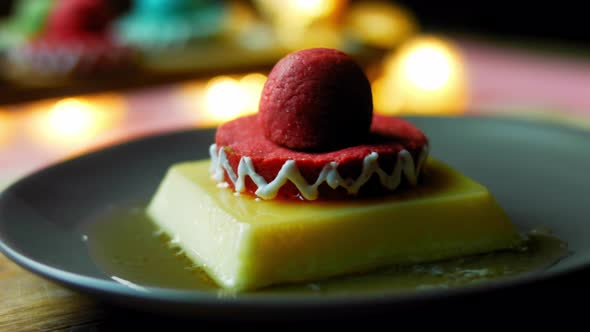 Mexican Sombrero Cookies on Caramel Flan