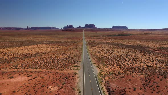 Scenic View Of Monument Valley From US Route 163 In Utah. Forrest Gump Point Revealed. aerial drone