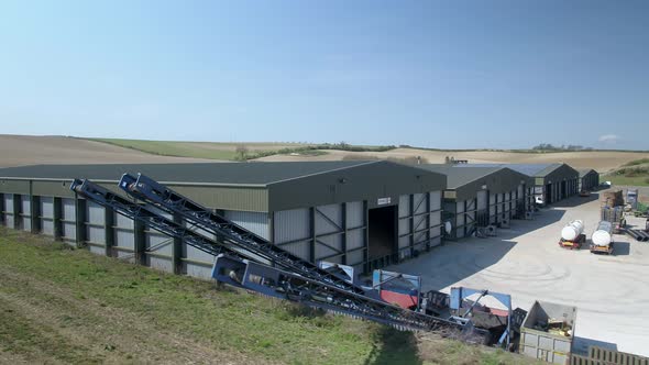 Aerial View of A Farm Yard with Plant Machinery