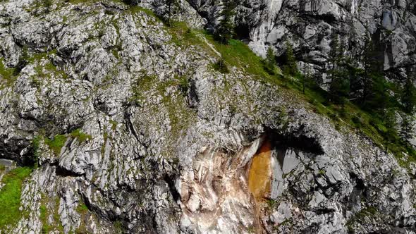Rock fall on the Traunstein in Gmunden in Upper Austria drone video