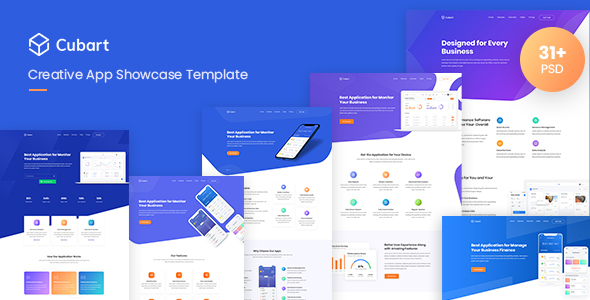 Download Download Cubart Creative App Showcase Psd Templates Nulled Themehits PSD Mockup Templates