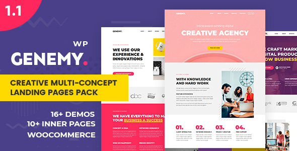 Genemy – Creative Minimal Landing Page Builder for Digital Startup Design Studio Agency in Marketing