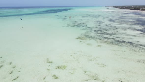 Boats in the Ocean Near the Coast of Zanzibar Tanzania Slow Motion