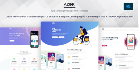Azor - App Landing PSD Template