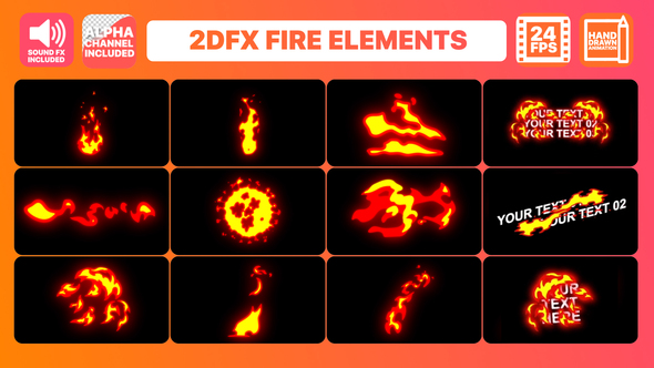 Hand Drawn Fire Elements Pack | After Effects