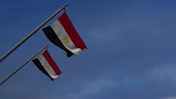 Egypt  Flags In The Blue Sky - 2K