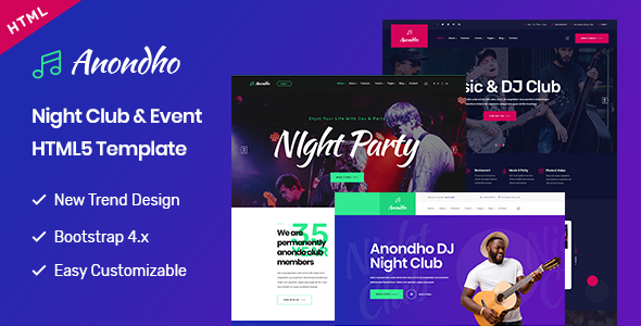 Anondho - Night Club & Event HTML5 Template