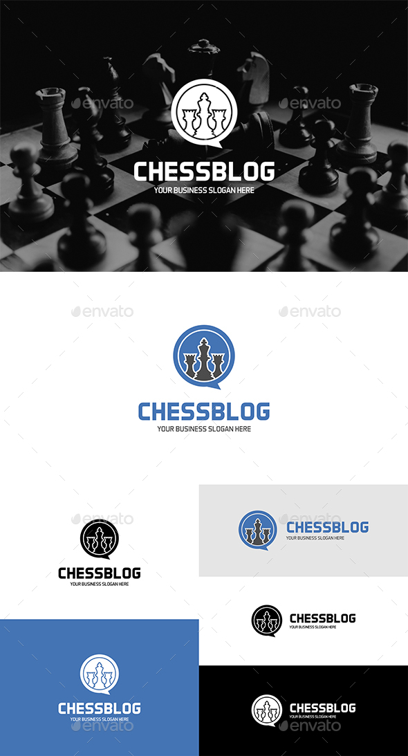 Chess Blog Logo King and Rook Figures in Speech Bubble Form