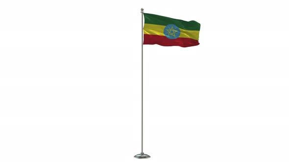 Ethiopia   loop 3D Illustration Of The Waving Flag On Long  Pole With Alpha