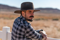 Cowboy with grey hat, moustache and checker shirt - PhotoDune Item for Sale