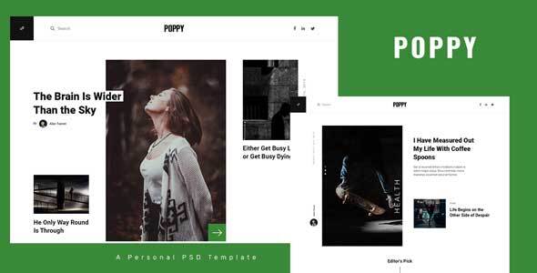 Poppy – Personal Blog PSD Template – 0 Sold!