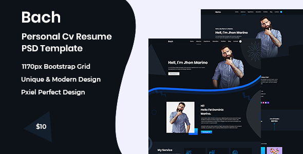 Bach- Personal Cv Resume PSD Template