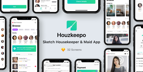 Houzkeepo - Sketch Housekeeper &amp; Maid App