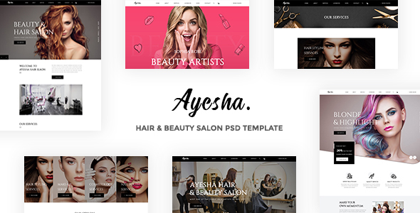 Ayesha - Hairdressers and Beauty Salons PSD Template