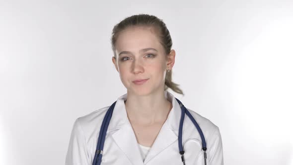 Portrait of Young Lady Doctor Shkaing Head to Reject