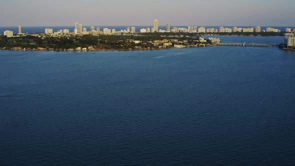 Aerial view of the Miami coastline