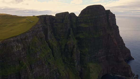 Drone Of High Sea Cliff Beinisvord