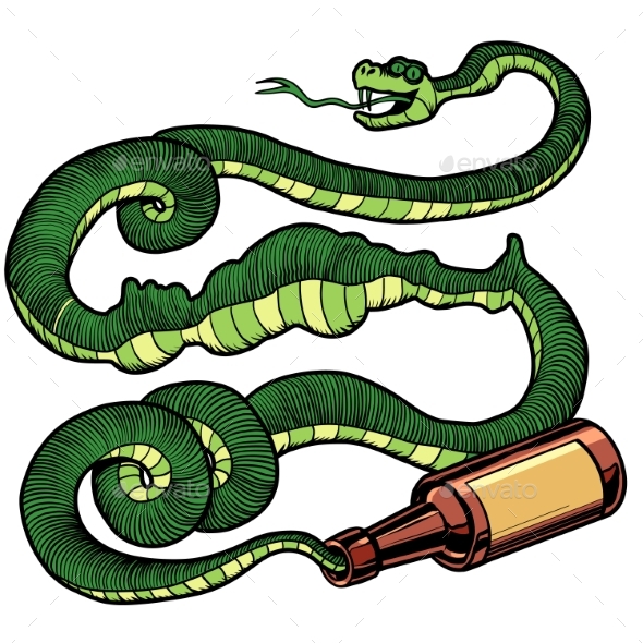 Alcohol Drinking Green Snake