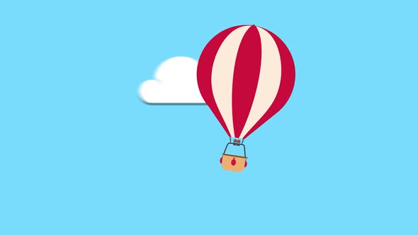 hot Air Balloon flying in the sky with clouds