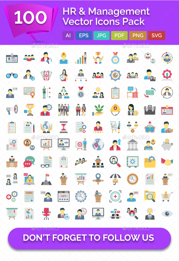 100 HR & Management Vector Icons Pack
