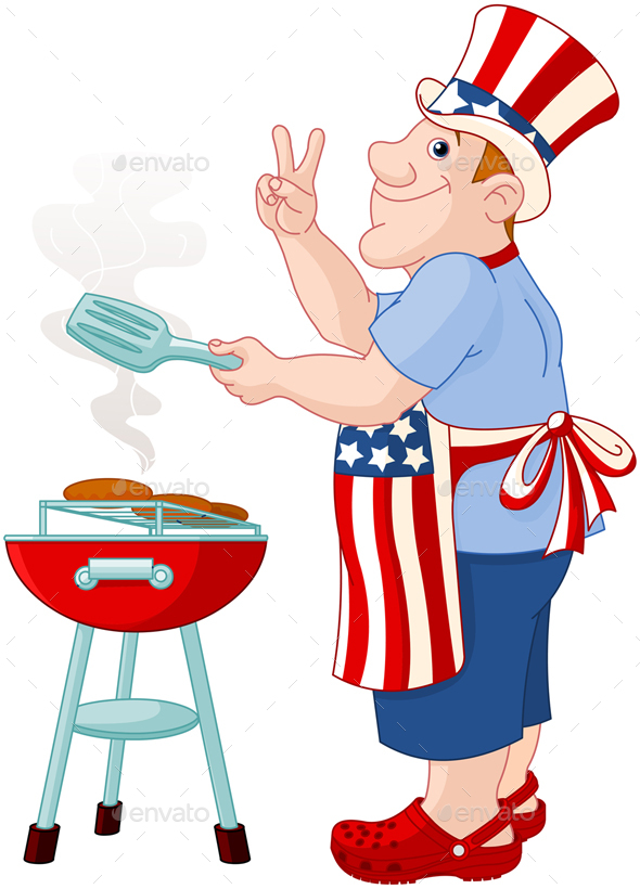 Man Cooking a Hamburger