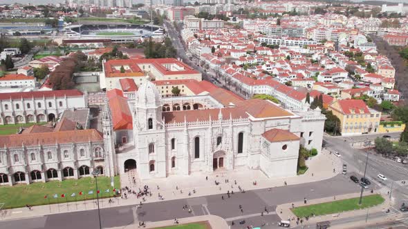 The Monastery of Jeronimos Aerial View in Belem District of Lisbon Portugal