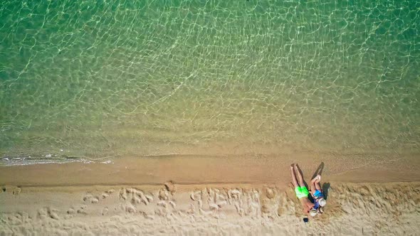 Beautiful beach with family 