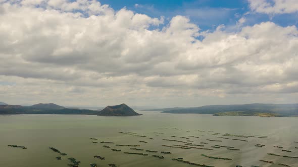 Time Lapse: Taal Volcano in Lake. Tagaytay, Philippines.