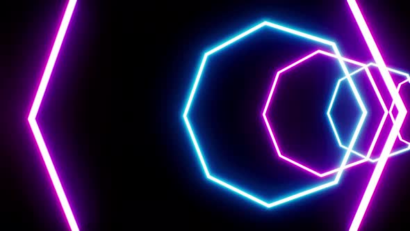 4K Neon Octagon Tunnel Loop