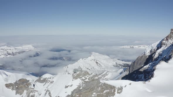 Aerial view of mountain peak in wintertime, Lucerne, Switzerland.