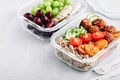 Meal prep lunch box containers with quinoa, meatballs cucumbers, carrots and pumpkin seeds - PhotoDune Item for Sale