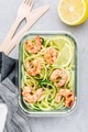 Meal prep lunch box containers Spiralized zucchini noodles pasta with shrimps - PhotoDune Item for Sale
