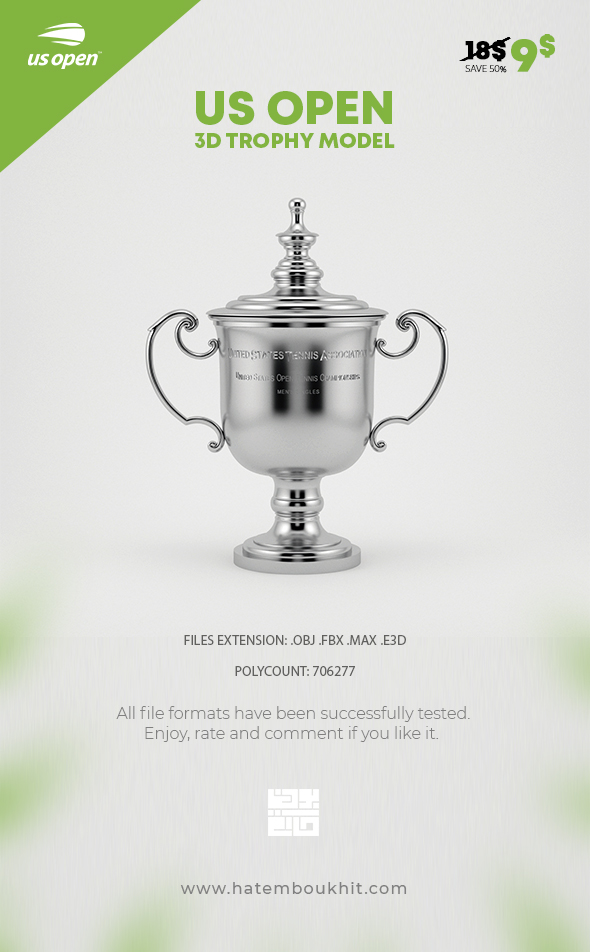 US Open Trophy 3D Model
