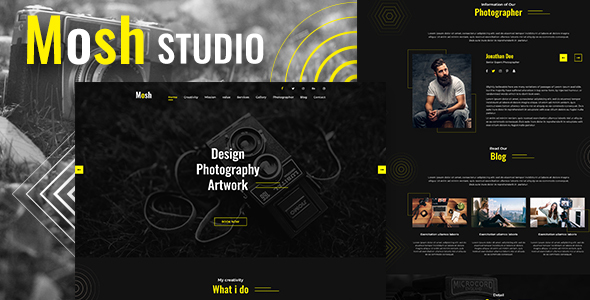 Mosh - Photographer One Page PSD Template