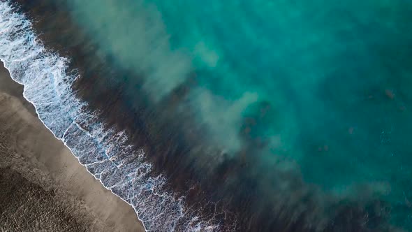 Top View of a Deserted Black Volcanic Beach