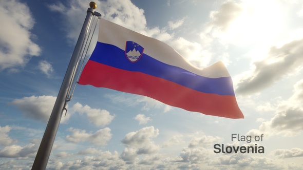 Slovenia Flag on a Flagpole