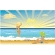 Girls Relax on the Beach Summer Landscape - GraphicRiver Item for Sale