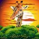 Giraffe on Wild African Savanna Sunset vector illustration - GraphicRiver Item for Sale