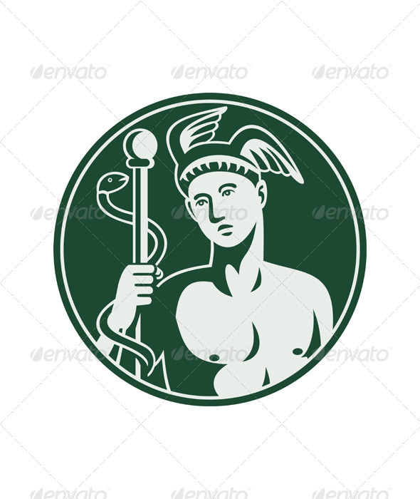 Hermes with a staff and snake