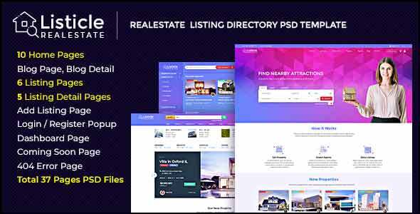 Listicle - RealEstate Listing PSD Template