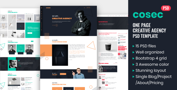 Cosec - One Page Creative Agency PSD Template