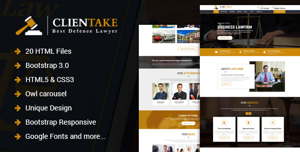 Clientake – Responsive Law Firm HTML Template