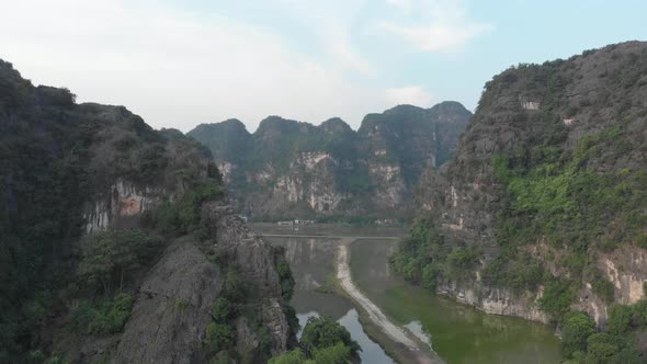 Aerial view of Ninh Binh region, Trang An Tam Coc tourist attraction Vietnam