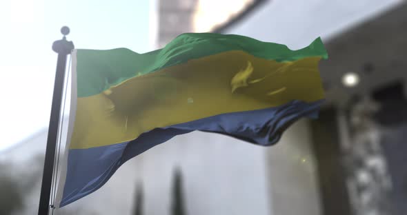 Gabon national flag waving