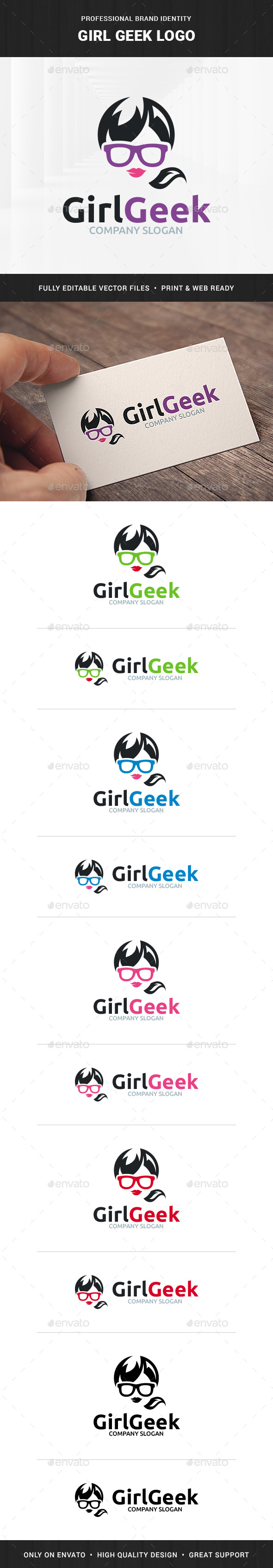 Girl Geek Logo Template